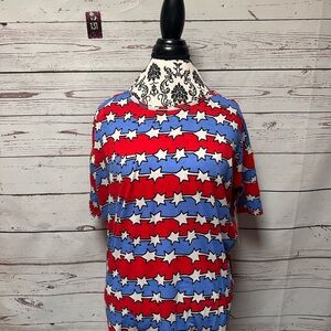 LuLaRoe Red and Blue Star Short Sleeve Tee - Irma